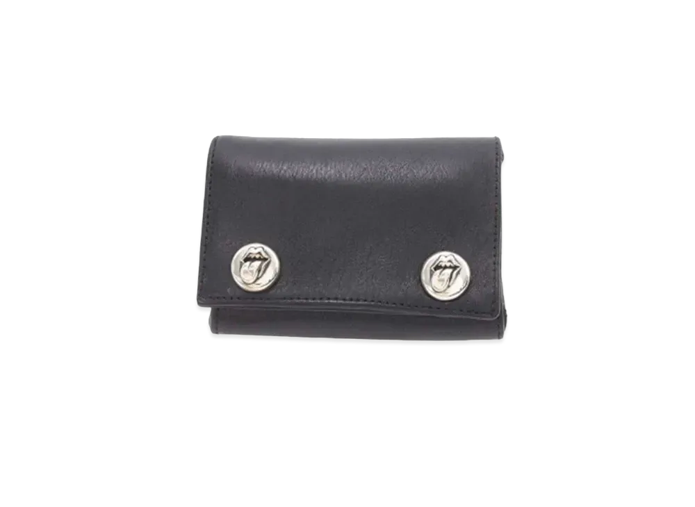 Chrome Hearts 3 Fold Lip & Tongue Button Leather Wallet "Black"