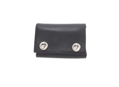 Chrome Hearts 3 Fold Lip & Tongue Button Leather Wallet "Black"