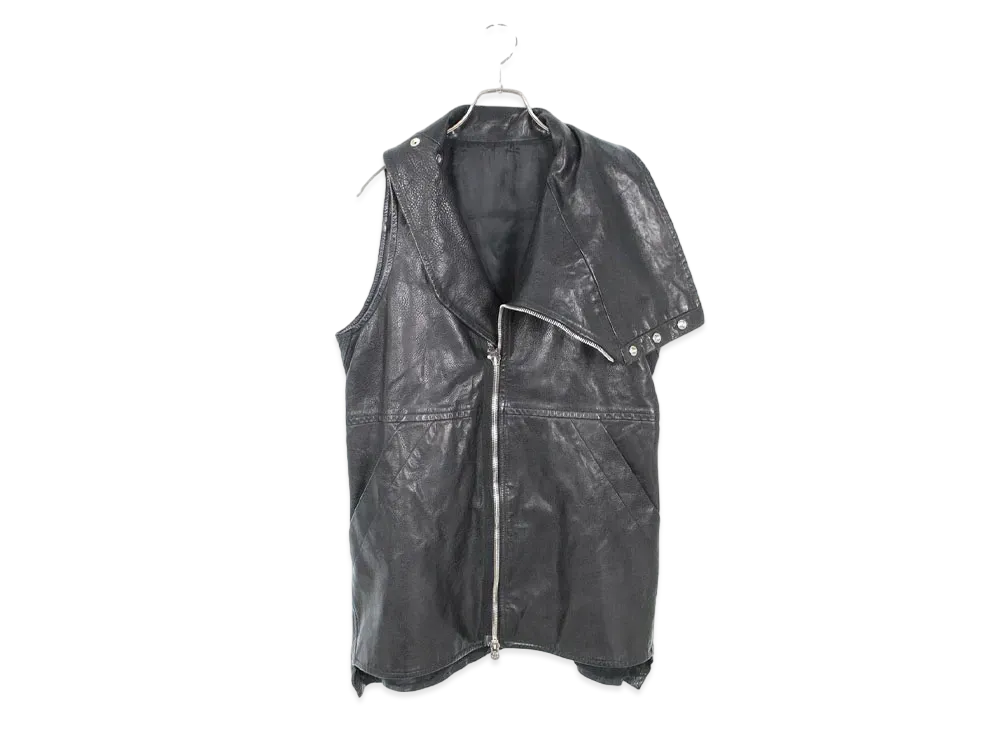 Chrome Hearts x Rick Owens Showtek Cemetery Cross Patch Daggered Leather Vest "Black"