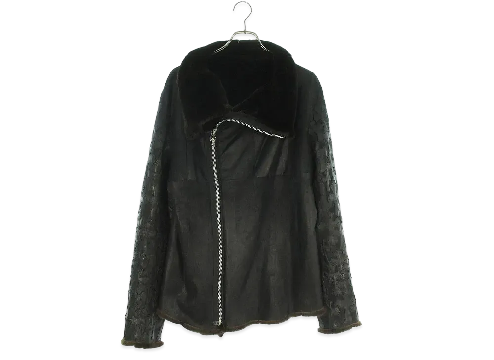 Chrome Hearts x Rick Owens Cross Patch Mink Far Mouton Coat "Black"