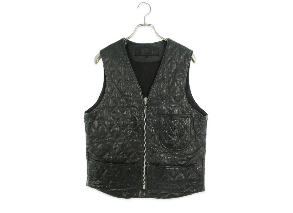 Chrome Hearts Fisher Man Small CH Cross Quilting Vest "Black"