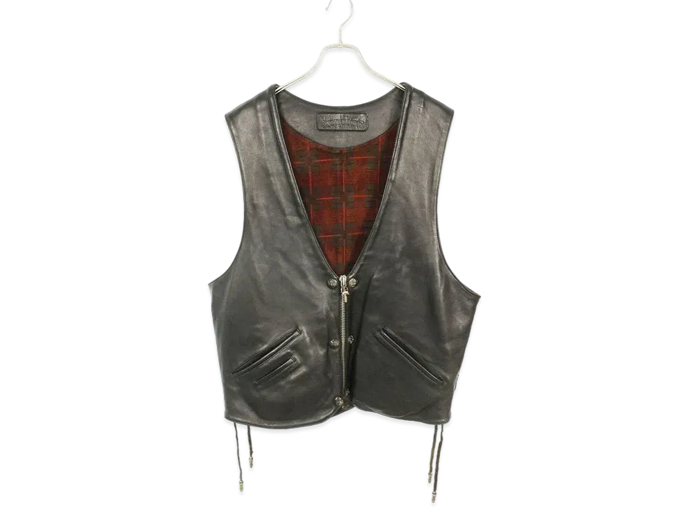 Chrome Hearts Old 6btn Zip FRNT VEST Back Star Conchocostam Vest "Black/Red"