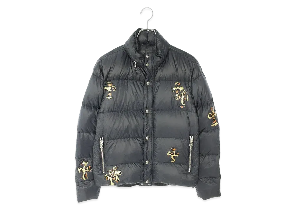 Chrome Hearts Stiff Leopard Cross Patch Nylon Down Jacket "Black"