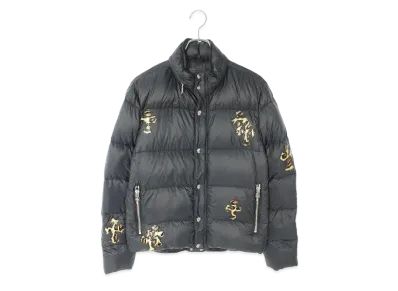Chrome Hearts Stiff Leopard Cross Patch Nylon Down Jacket "Black"