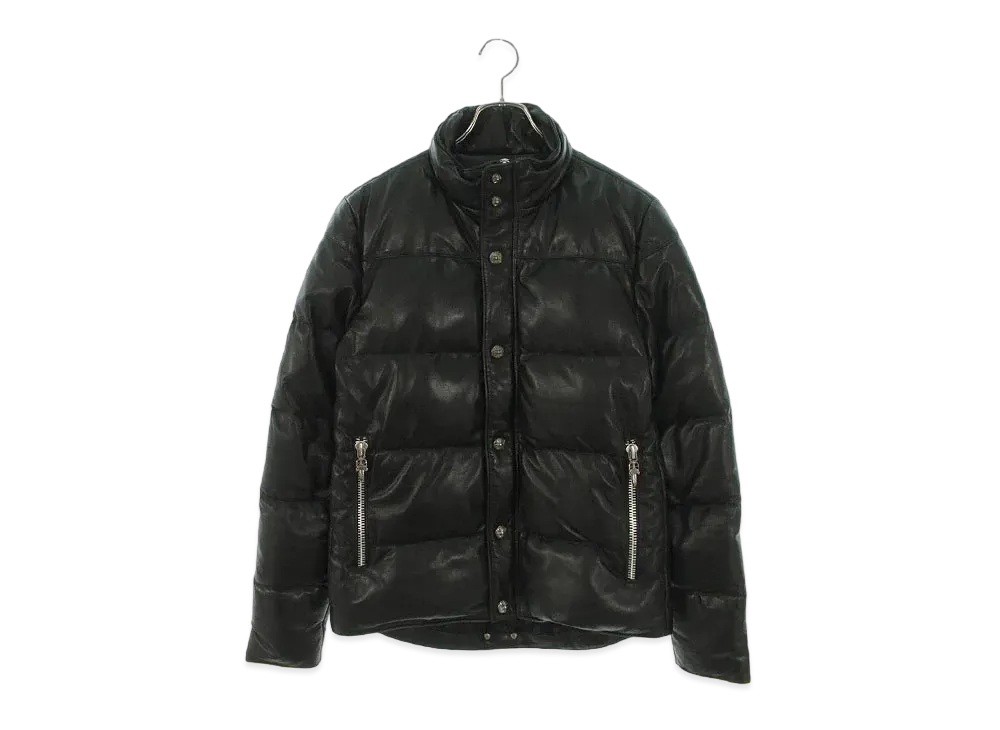 Chrome Hearts Stiff Cross Ball Button Leather Down Jacket "Black"