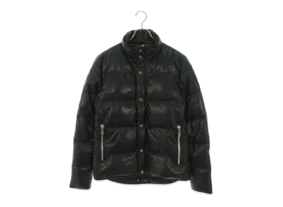 Chrome Hearts Stiff Cross Ball Button Leather Down Jacket "Black"