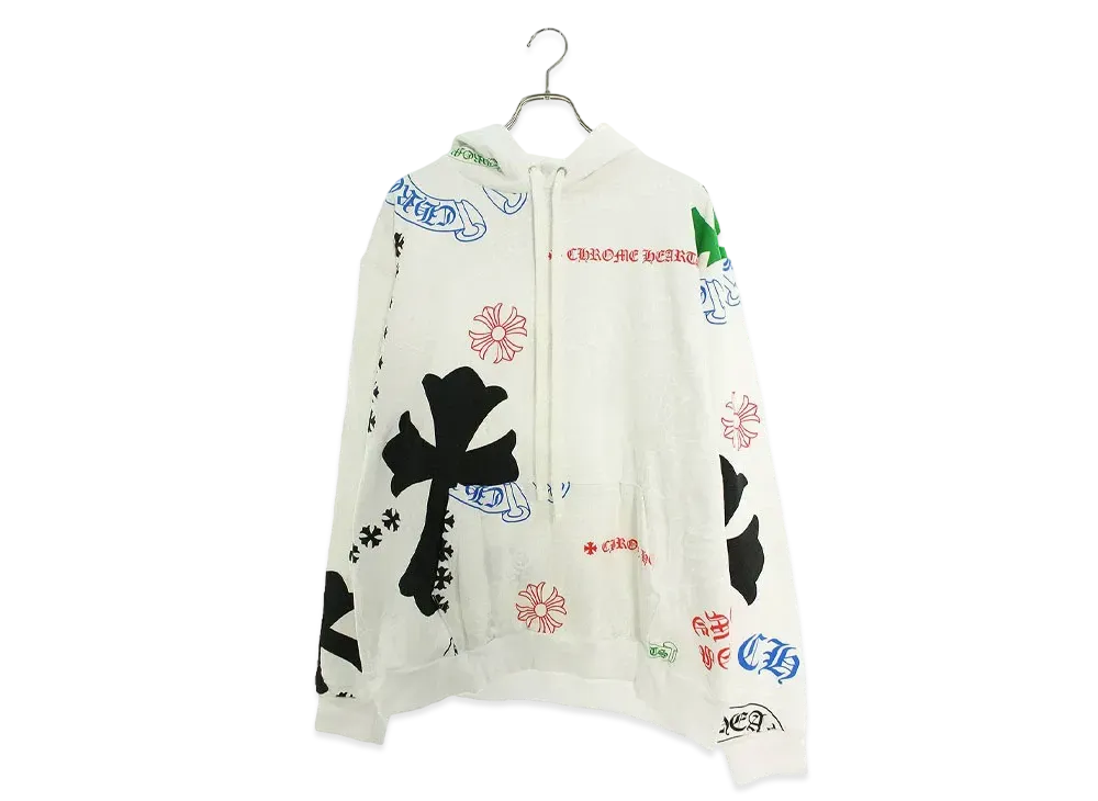 クロムハーツ ステンシルプリント フーディー オンライン限定 "ホワイト/マルチカラー"