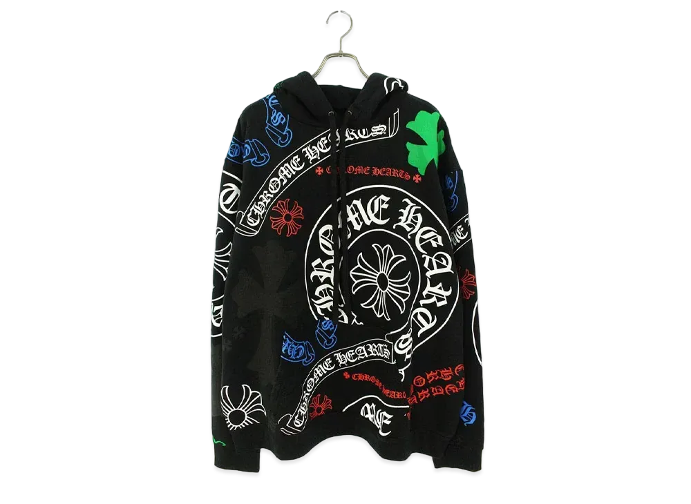 クロムハーツ ステンシルプリント フーディー オンライン限定 "ブラック/マルチカラー"