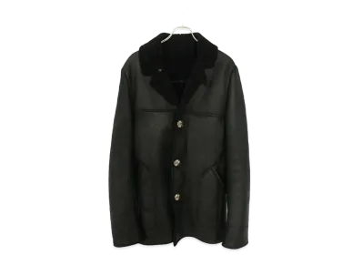 Chrome Hearts RNCH SHRLNG VJ Mouton Riders Leather Jacket "Black"