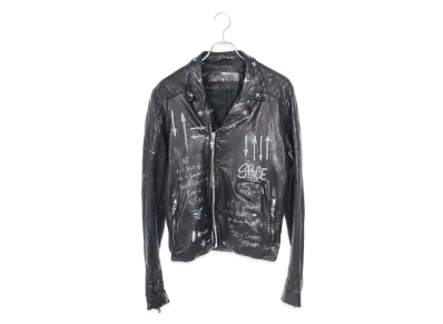 Chrome Hearts PPO Cretin Leather Matty Boy Painting Riders Jacket "Black"