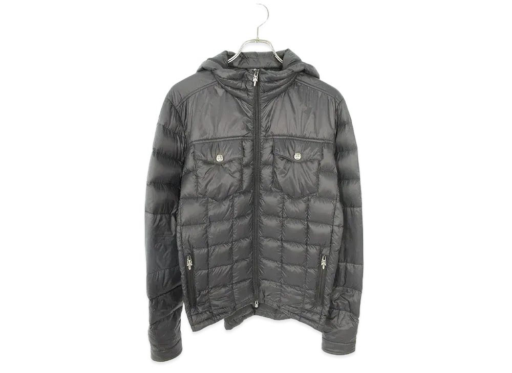 Chrome Hearts 2D2F Hooded Cross Ball Button Nylon Down Jacket "Black"