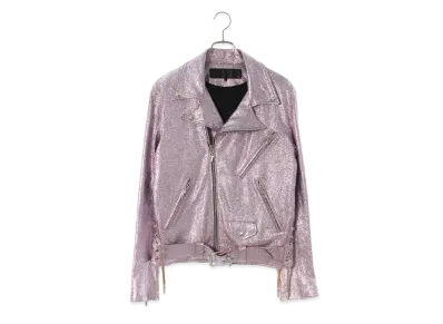 Chrome Hearts JJ Dean Dagger Zip Riders Glitter Leather Jacket "Pink"