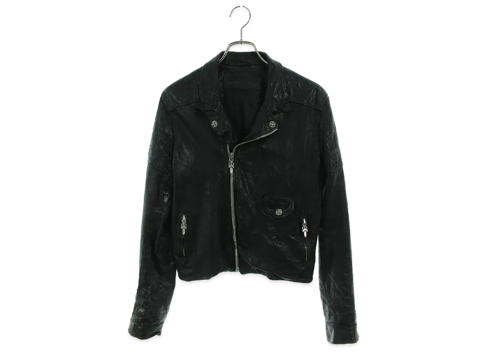 Chrome Hearts Cretin Leather Quilting Design Riders Jacket "Black"