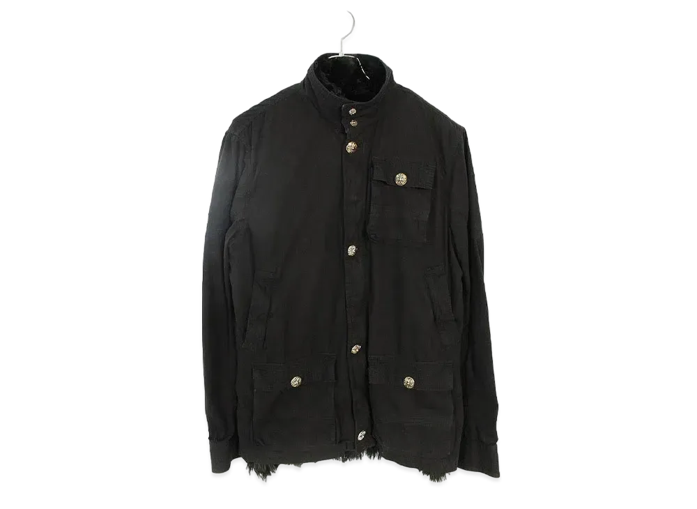 Chrome Hearts Cherry Bomb Lining Alpaca Fur Cross Button Military Jacket "Black"