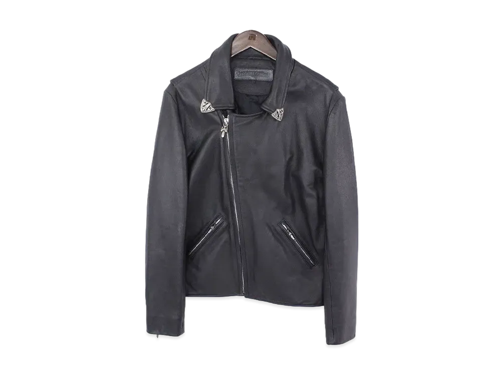 Chrome Hearts BASIC MOTO Back Large Cross Double Riders Jacket "Black"