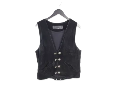 Chrome Hearts 8 Cross Ball Back Cemetery Cross Patch suede Leather Vest "Black"