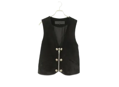 Chrome Hearts Back CH Cross 6 Button Dagger Zip Suede Vest "Black"