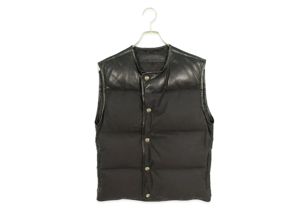 Chrome Hearts Leather York Switch Nylon Down Vest "Black"