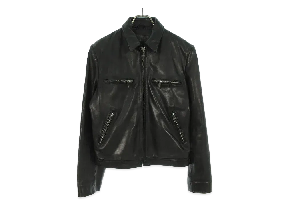 Chrome Hearts Collar Single Dagger Zip Leather Jacket "Black"