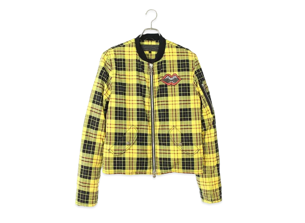 Chrome Hearts PPO Chomper Check Pattern Double Zip Filling Jacket "Yellow"