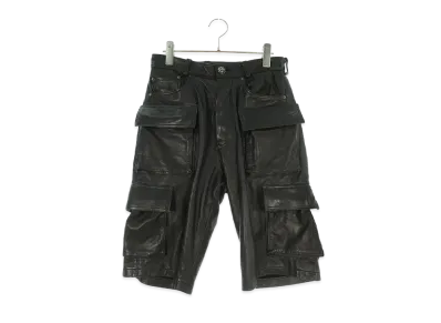 Chrome Hearts Cross Ball Button Fatigue Leather Half Pants "Black"