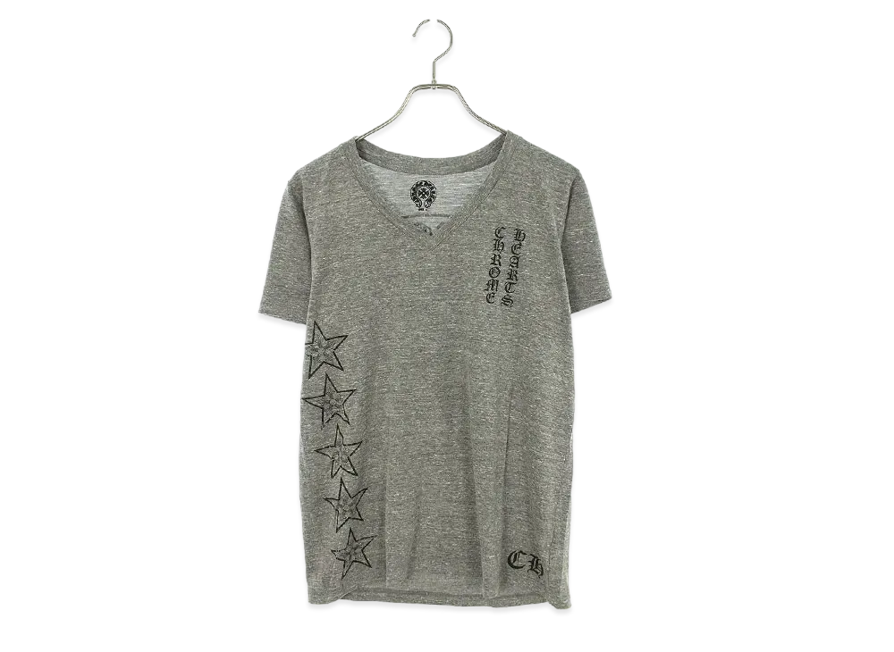 Chrome Hearts Logo Print V Neck T-Shirt "Gray"