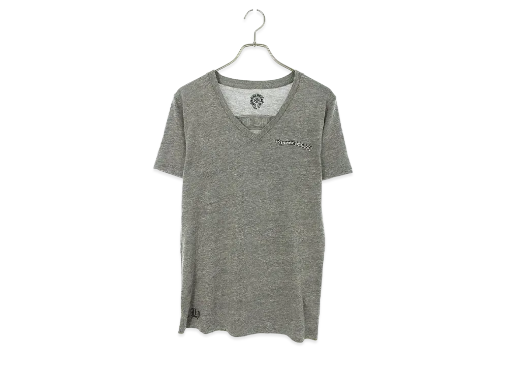 Chrome Hearts Scroll Label Print V Neck T-Shirt "Gray"