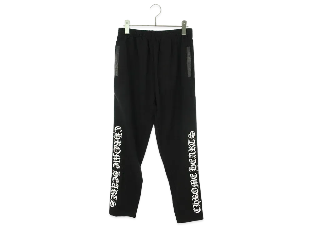 Chrome Hearts Side Crossball Leather Switching Track Long Pants "Black"