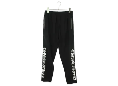 Chrome Hearts Side Crossball Leather Switching Track Long Pants "Black"