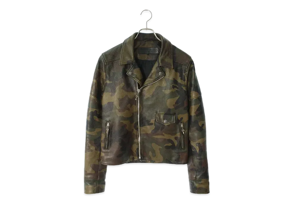 Chrome Hearts Cretin Leather Camouflage Quilting Calf Leather Jacket "Khaki"