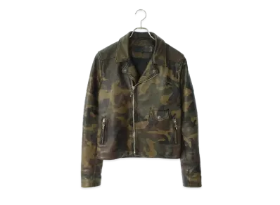 Chrome Hearts Cretin Leather Camouflage Quilting Calf Leather Jacket "Khaki"
