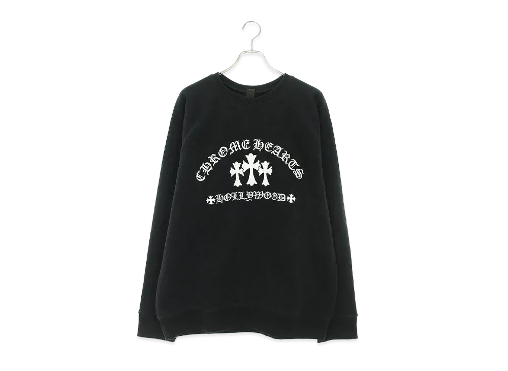Chrome Hearts Sailin on Crew Triple Cross Logo Embroidery Sweat with Label "Black"