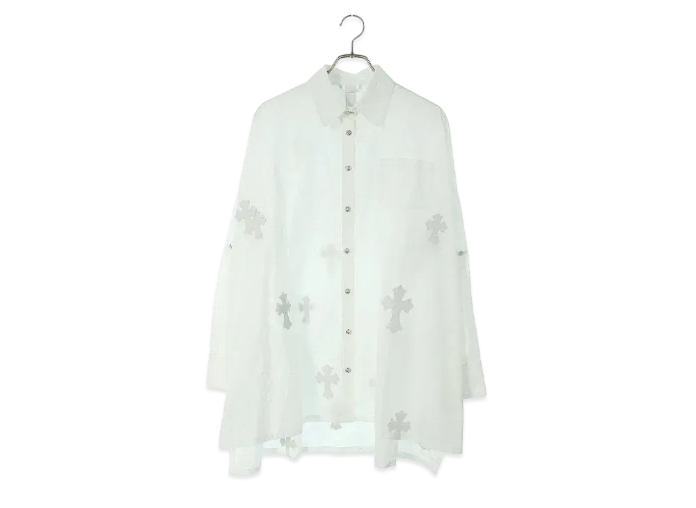 Chrome Hearts Mahal Kita Shirt Cross Patch Oversize L/S Shirt "White"