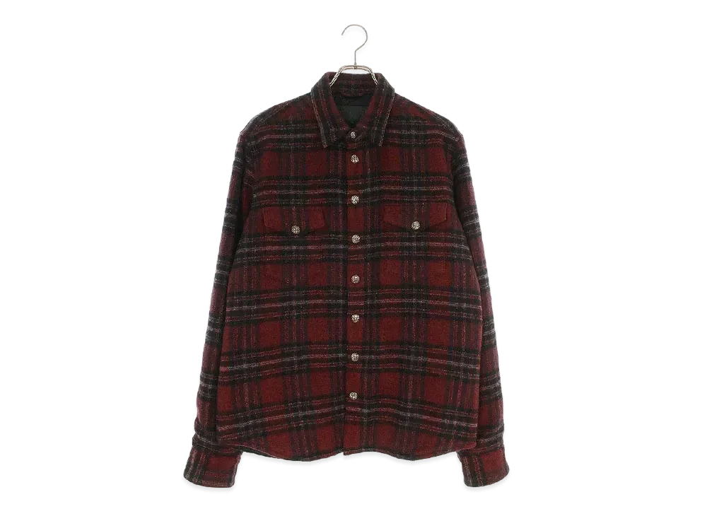 Chrome Hearts Work Dog Filling Check L/S Shirt "Bordeaux/Black"