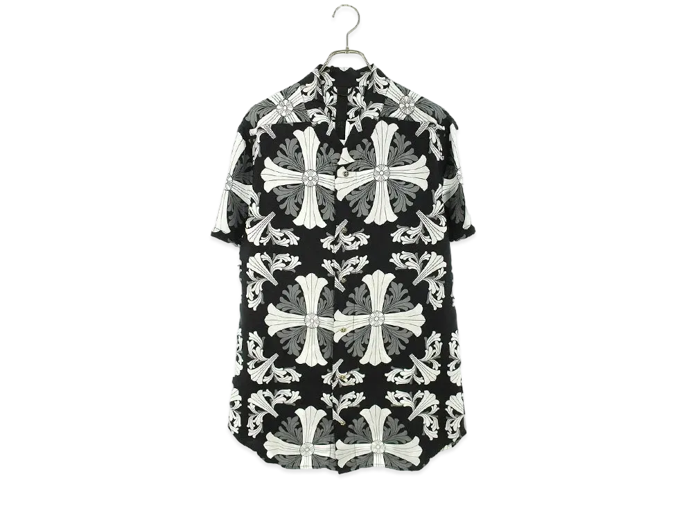 Chrome Hearts Cross Pattern Silk S/S Shirt "Black"