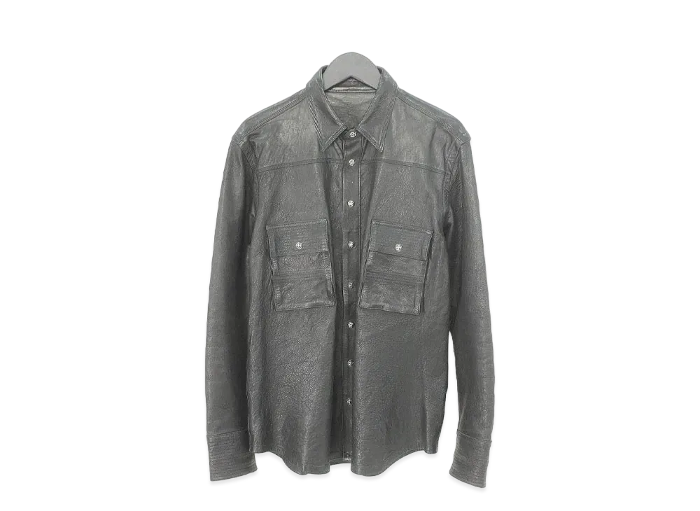 Chrome Hearts Cross Ball Button Military Leather L/S Shirt "Black"