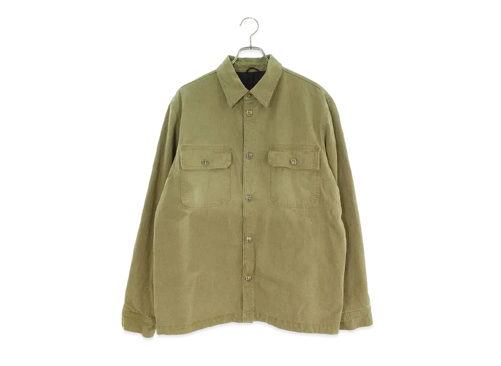 Chrome Hearts Work Dog Herringbone Filling Check L/S Shirt "Khaki"