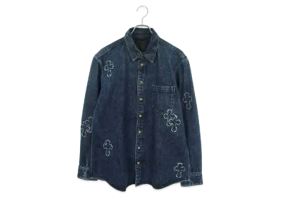 Chrome Hearts Looseends Cross Patch Decoration Denim L/S Shirt "Indigo"