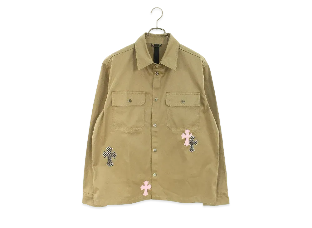 Chrome Hearts Work Dog with cross patch L/S shirt "Beige"