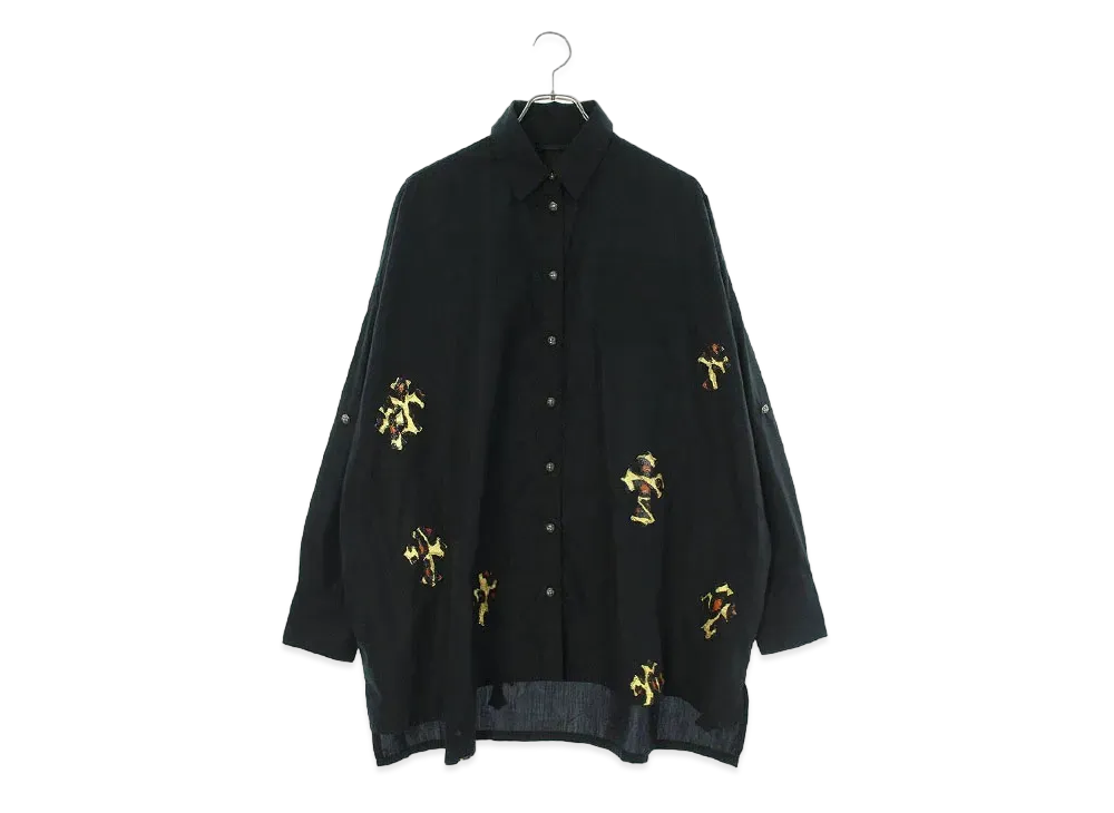Chrome Hearts Mahal Kita Leopard Patent Cross Patch Cross Button L/S Shirt "Black"