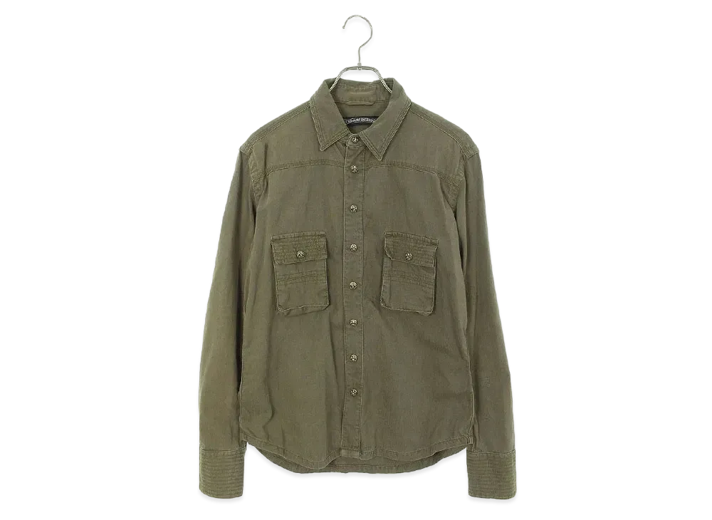 Chrome Hearts Army BS Fleur Button Military L/S Shirt "Olive"