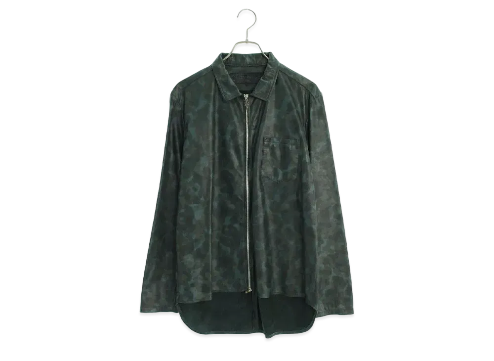 Chrome Hearts Heywood Camouflage Cross Ball Zip Up Leather L/S T-Shirt "Green"