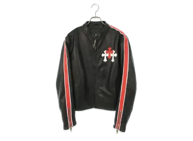 Chrome Hearts Racing 2 Single Rider Slider Jacket With Aoyama Limited Cross Patch "Black/Silver/Red"