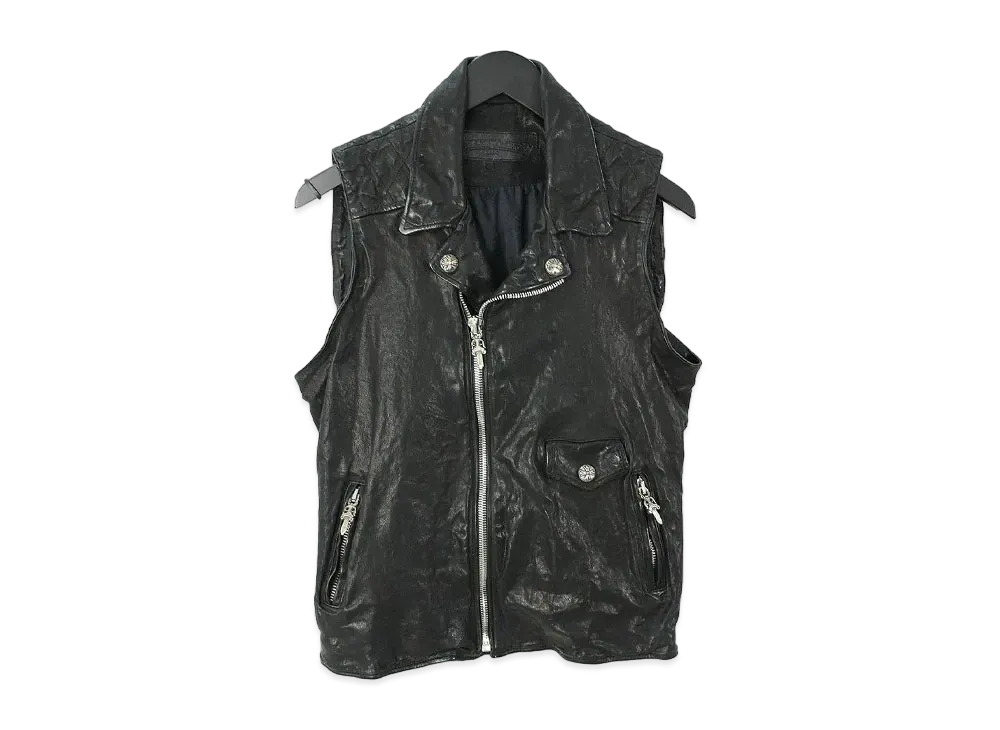 Chrome Hearts Critin Leather Quilting Design Rider "Black"