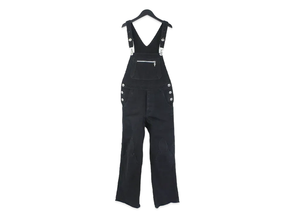 Chrome Hearts Horse Shoe Button Denim Overall "Black/Silver"