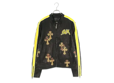 Chrome Hearts PPO Racing 2 Sex RCD Cross Patch Single Rider Slider Jacket "Black/Yellow/Brown"
