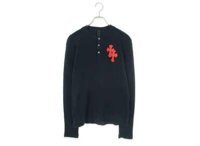 Chrome Hearts Y Not Henry Neck Cross Patch Thermal L/S Cut Sew "Navy/Red"