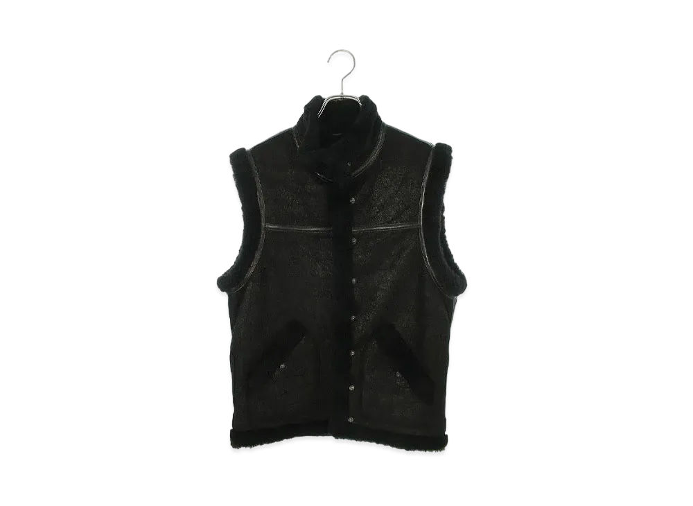 Chrome Hearts Cross Ball Button Mouton Vest "Black"