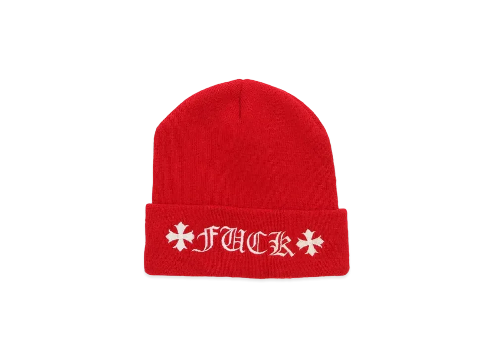 Chrome Hearts Wool Watch Cap Fuck Logo Embroidery Beanie "Red"