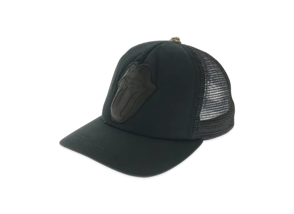 クロムハーツ トラッカーキャップ リップアンドタン レザーパッチ クロスボール付き メッシュ "ブラック"